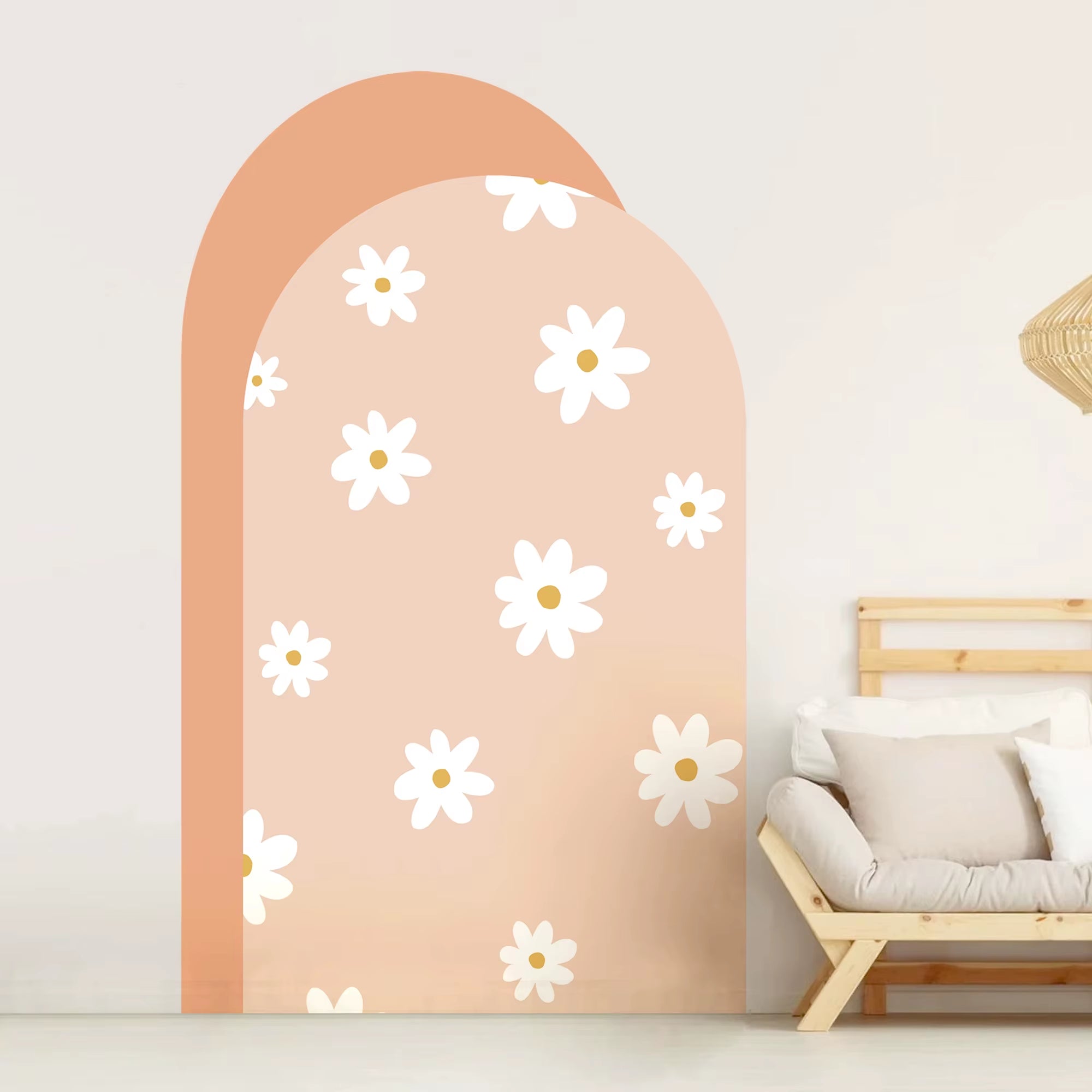 Boho Flowers Arch Wallpaper Nursery Decal Children'S Room Baby Sticker Kids Bedroom Living Vinyl Home Decoration Peel and Stick