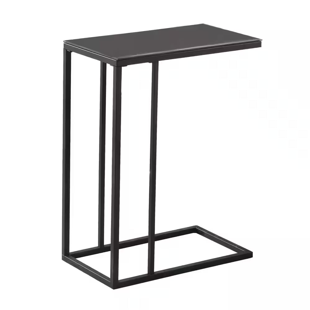 Black Metal and Glass Top Accent Table