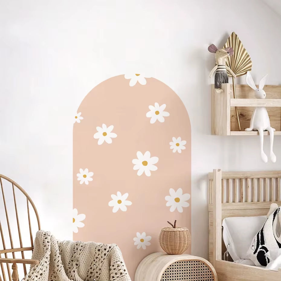 Boho Flowers Arch Wallpaper Nursery Decal Children'S Room Baby Sticker Kids Bedroom Living Vinyl Home Decoration Peel and Stick
