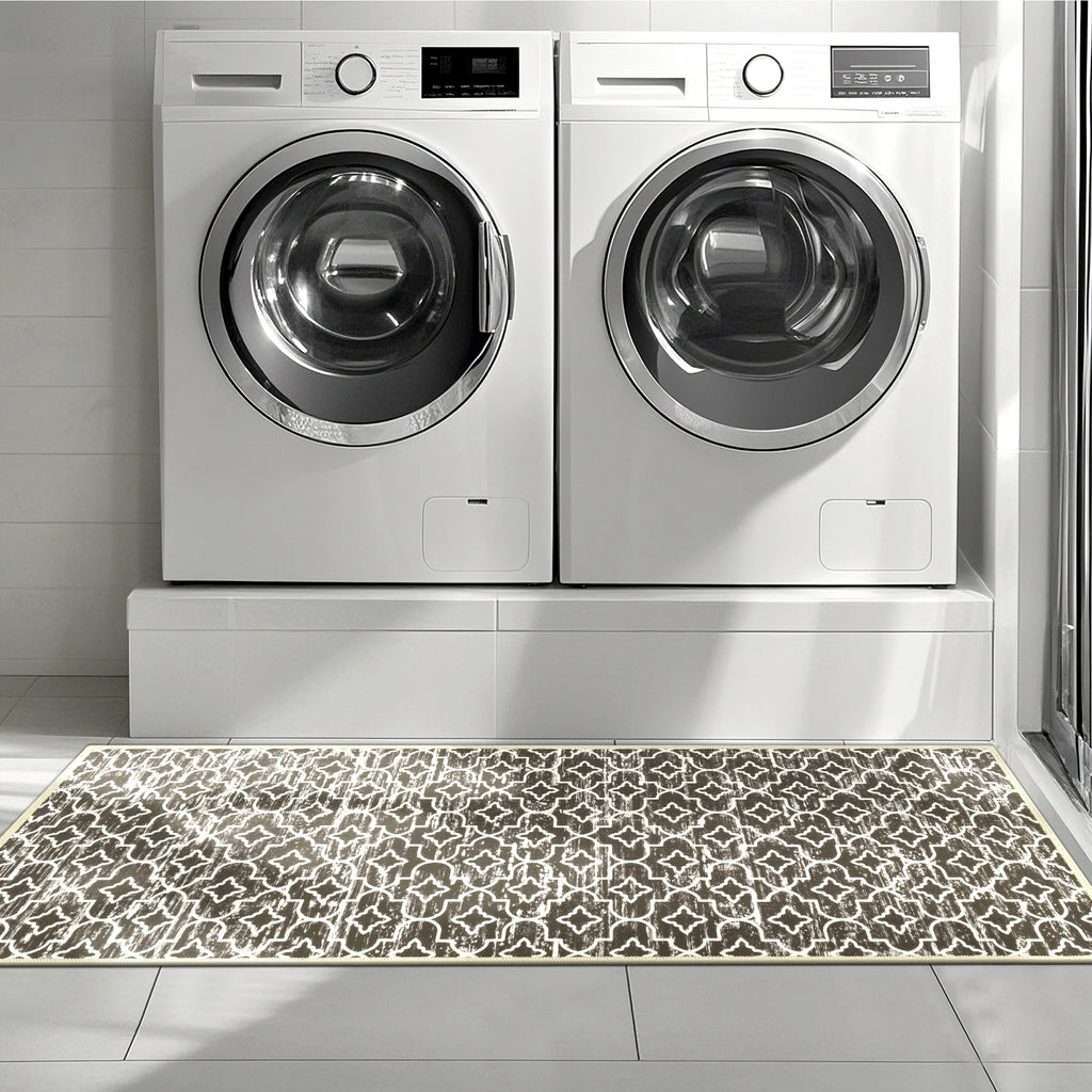Brown Kitchen Rug Set 3 Piece, Non Slip Machine Washable Mats for Home Floor and Living Room