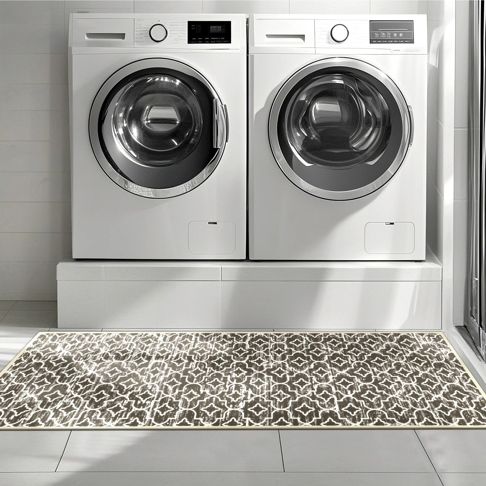 Brown Kitchen Rug Set 3 Piece, Non Slip Machine Washable Mats for Home Floor and Living Room