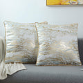 Throw Pillow Covers Cases, Pack of 2, Soft Decorative Luxury Velvet Cushion Covers for Living Room/Couch/Bed/Sofa/Chair/Home Decor Decorations, 18 X 18 (18S070-WH/GD, 45)