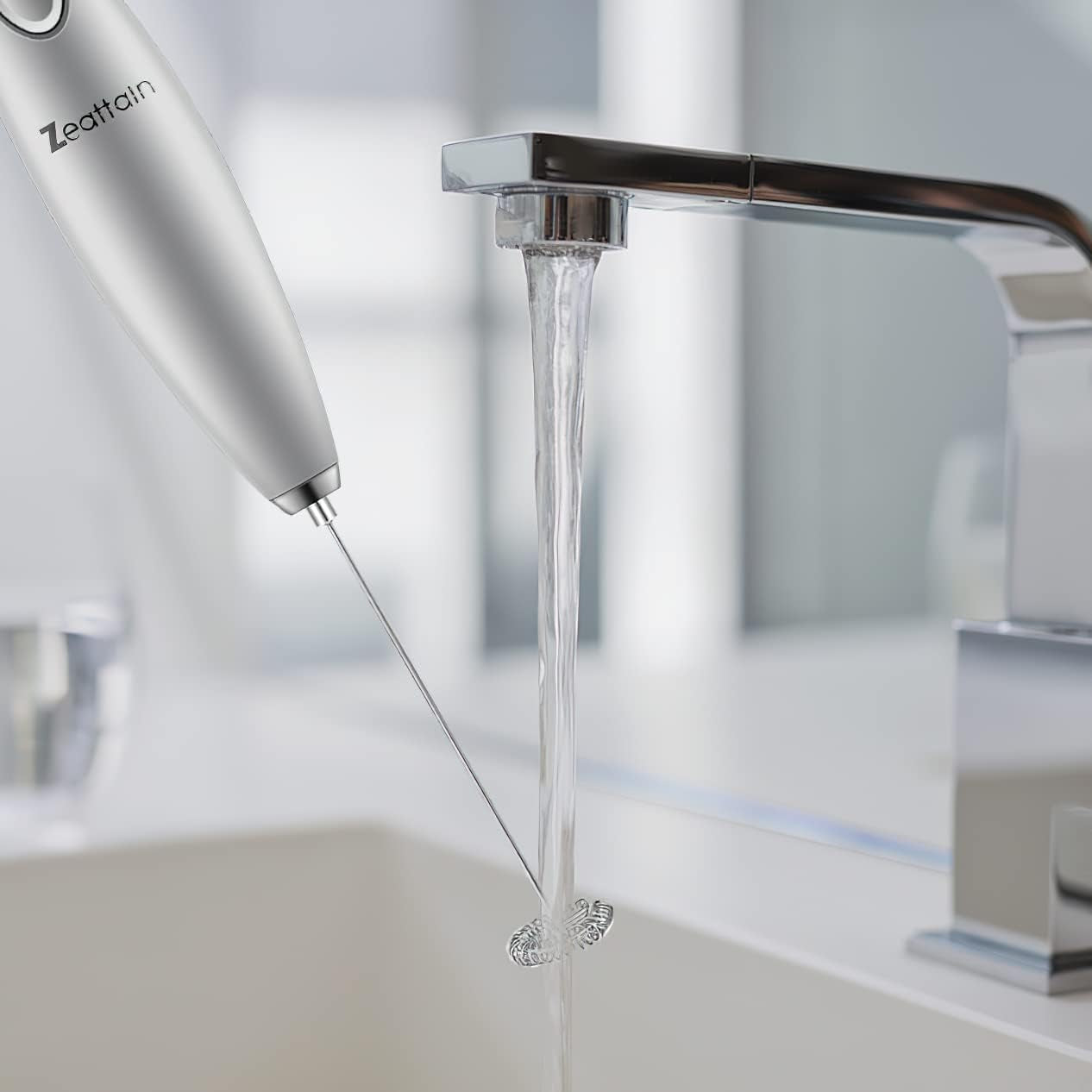 Milk Frother Handheld Mixer, Battery Operated Electric Whisk Foam Maker for Cappuccino,Latte,Coffee,Matcha & More - Black