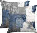 Throw Pillow Covers Modern Home Art Decor, 18 X 18 Inches Set of 2 Pillow Cases Decorative, Abstract Oil Painting Pillowcases for Bedroom, Living Room, Cushion Couch Sofa, Navy Blue White