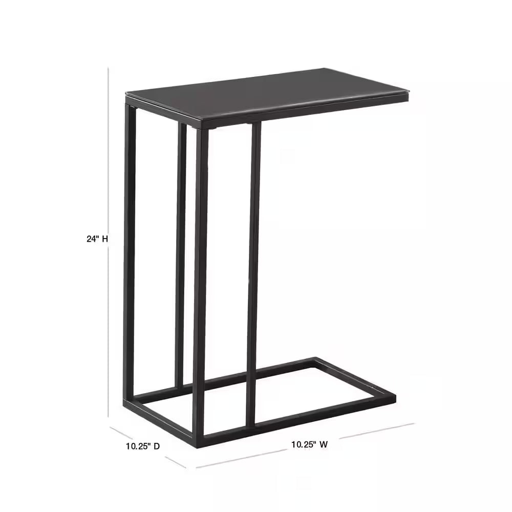 Black Metal and Glass Top Accent Table
