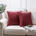Throw Pillow Cover Textured Faux Linen Series Decorative Cushion Covers for Home Decor Sofa Pack of 2, Rose Red 18 X 18 Inches 45 X 45 Cm