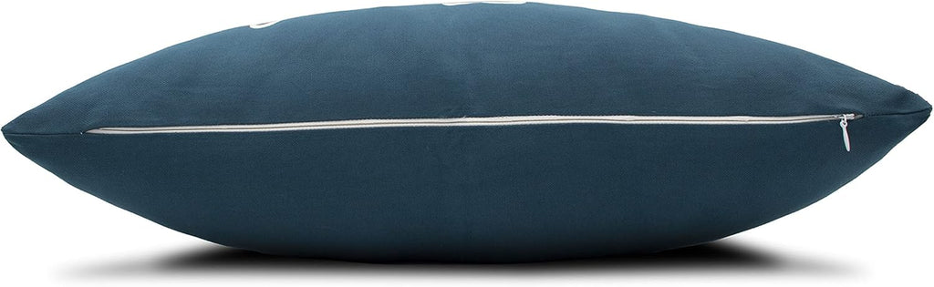 Blessed Lumbar Pillow Cover 12X20 – Teal Cotton Embroidered Throw Cushion – Christian Inspirational Faith Gift