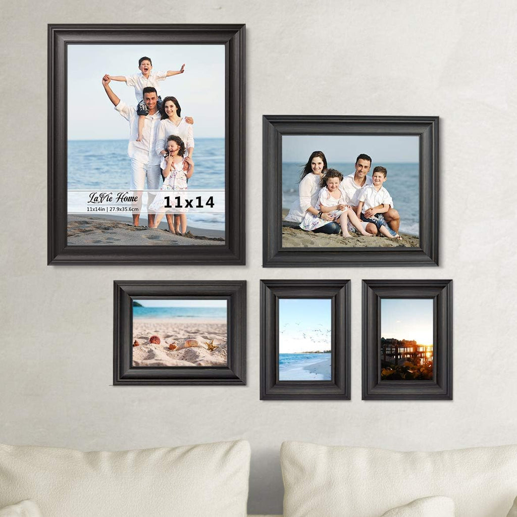 4X6 Picture Frames (3 Pack, Black Wood Grain) Rustic Photo Frame Set with High Definition Glass for Wall Mount & Table Top Display