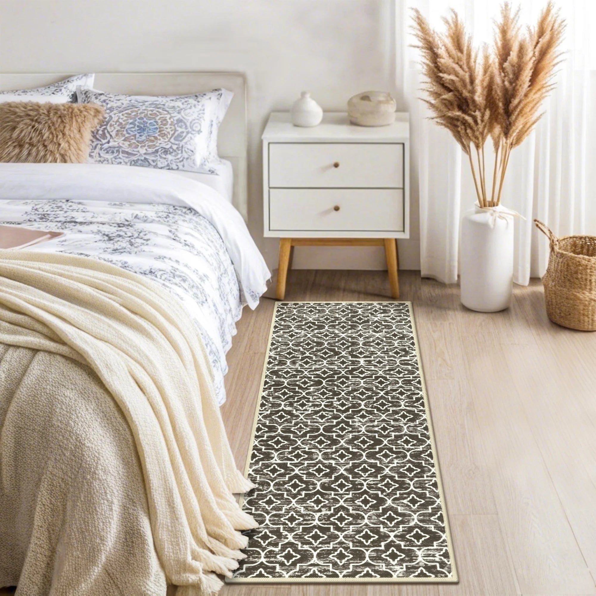 Brown Kitchen Rug Set 3 Piece, Non Slip Machine Washable Mats for Home Floor and Living Room