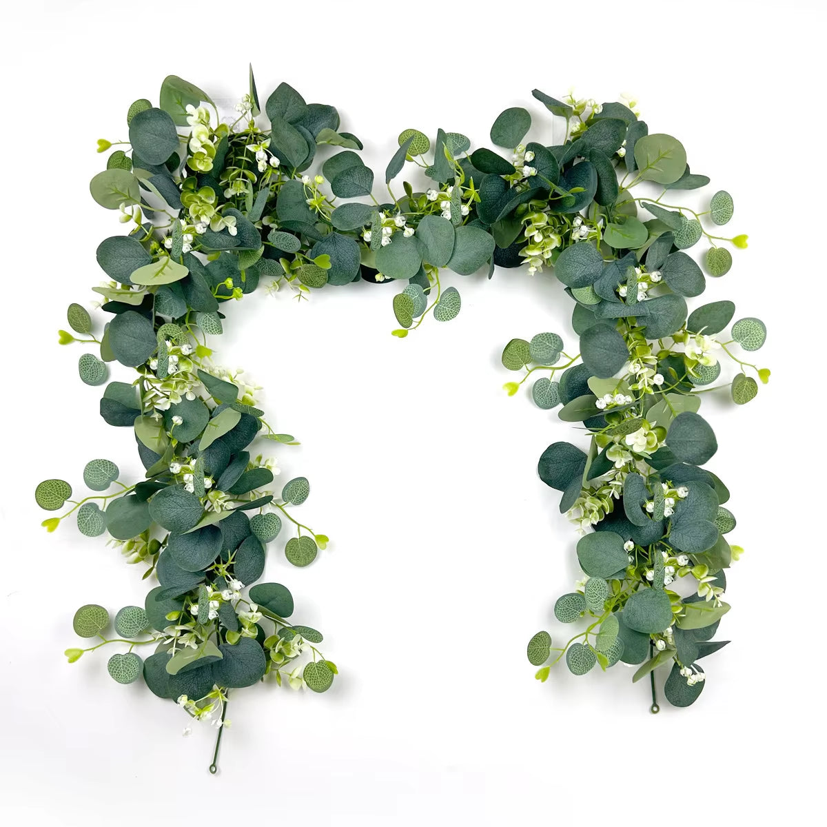 180Cm 1Pc Artificial Eucalyptus Leaves Greenery Garland Faux Plant Spring Vine with White Flowers Berries for Wedding Home Decor