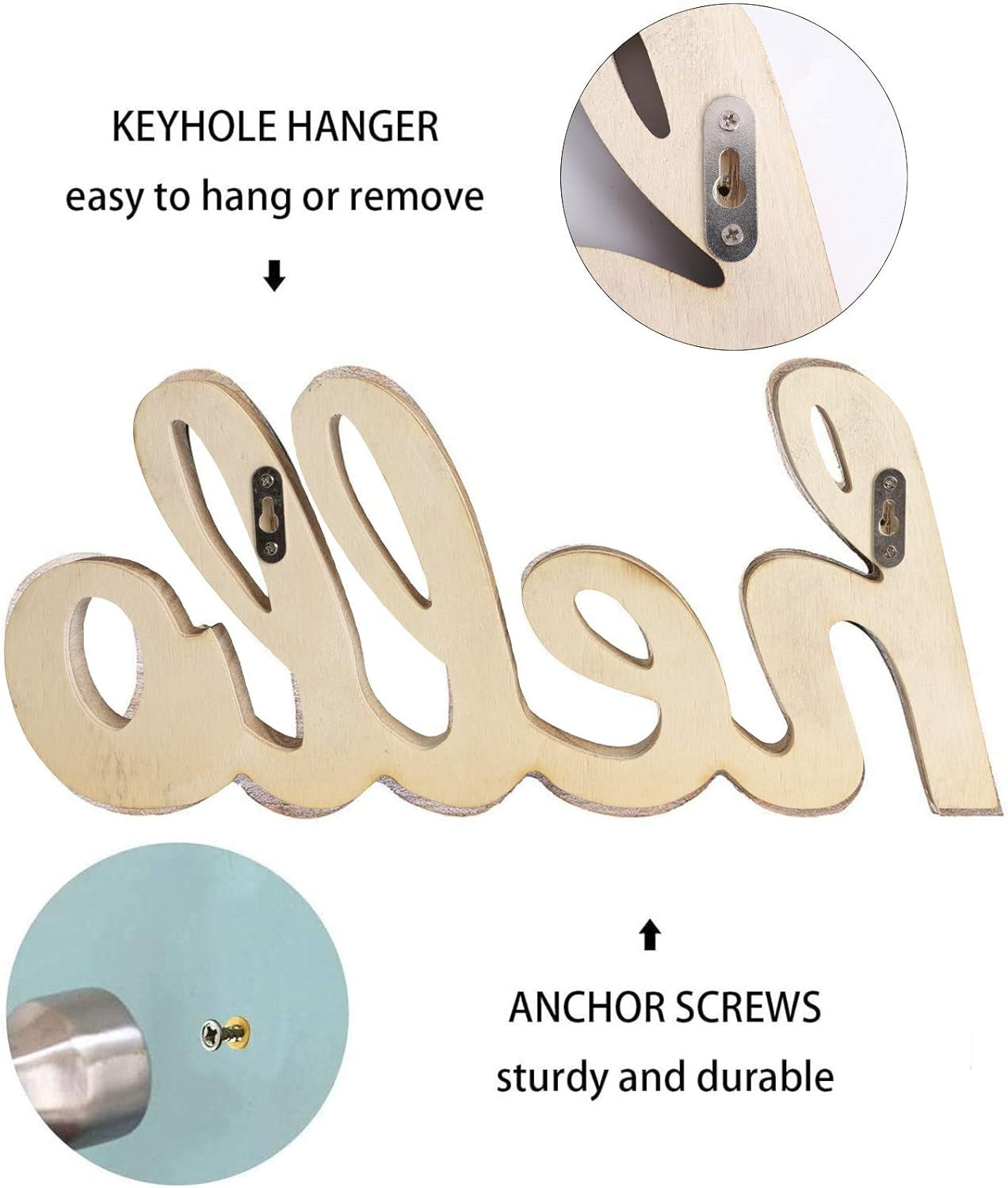 Wooden Letters Hello Sign Table Centerpiece White Farmhouse Decor Rustic Home Decor Inspirational Wall Art for Entryway Gallery Living Room Nursery