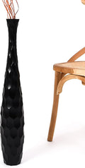 Large Black Home Decor Floor Vase - Wooden 26 Inch Tall Farmhouse Decor Flower Holder for Fake Plant and Pampas Grass
