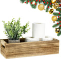 Bathroom Decor Box Toilet Paper Holder Wood Tank Box Paper Storage Basket with Artificial Flower Bathroom Kitchen Table Counter Funny Farmhouse Rustic Home Decor