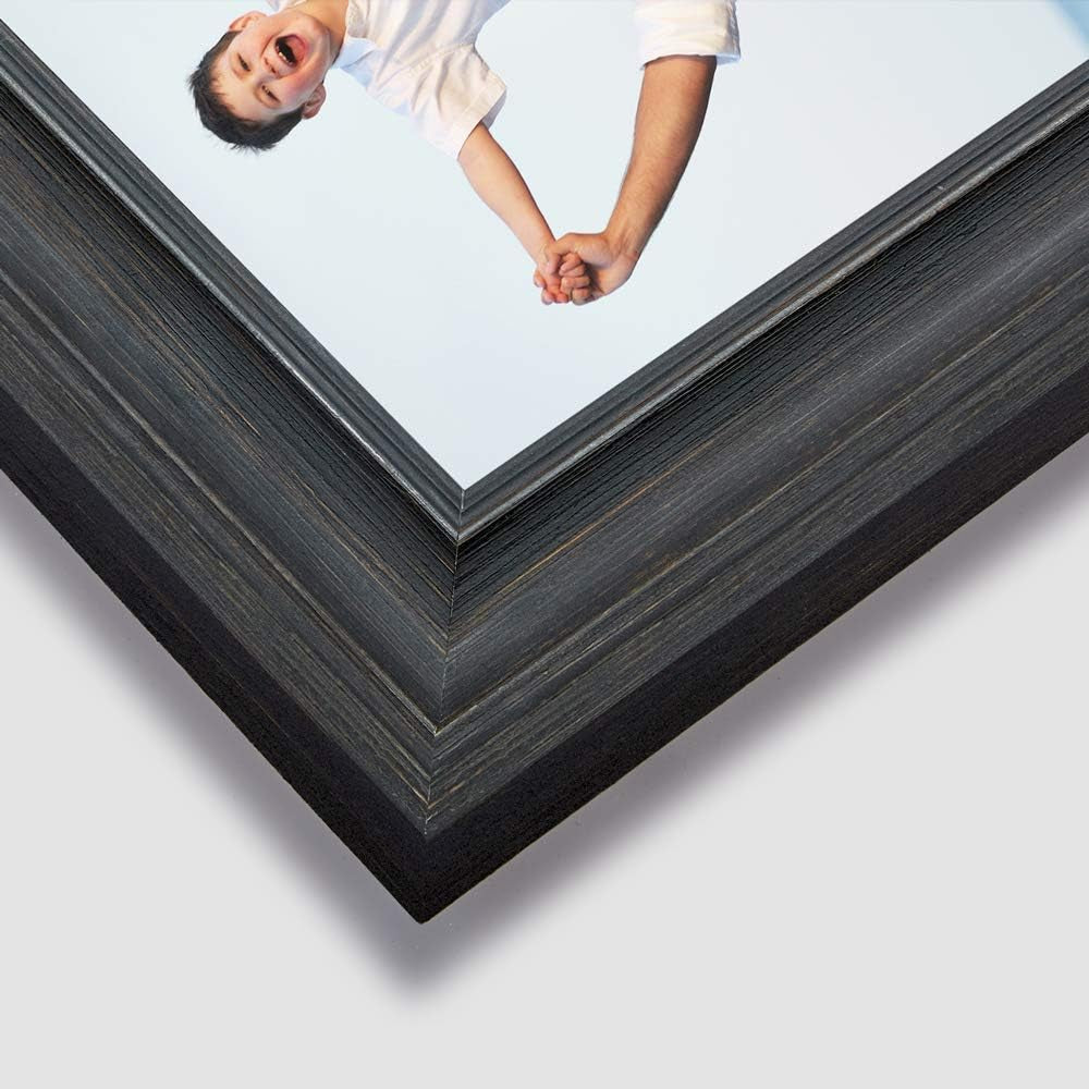 4X6 Picture Frames (3 Pack, Black Wood Grain) Rustic Photo Frame Set with High Definition Glass for Wall Mount & Table Top Display