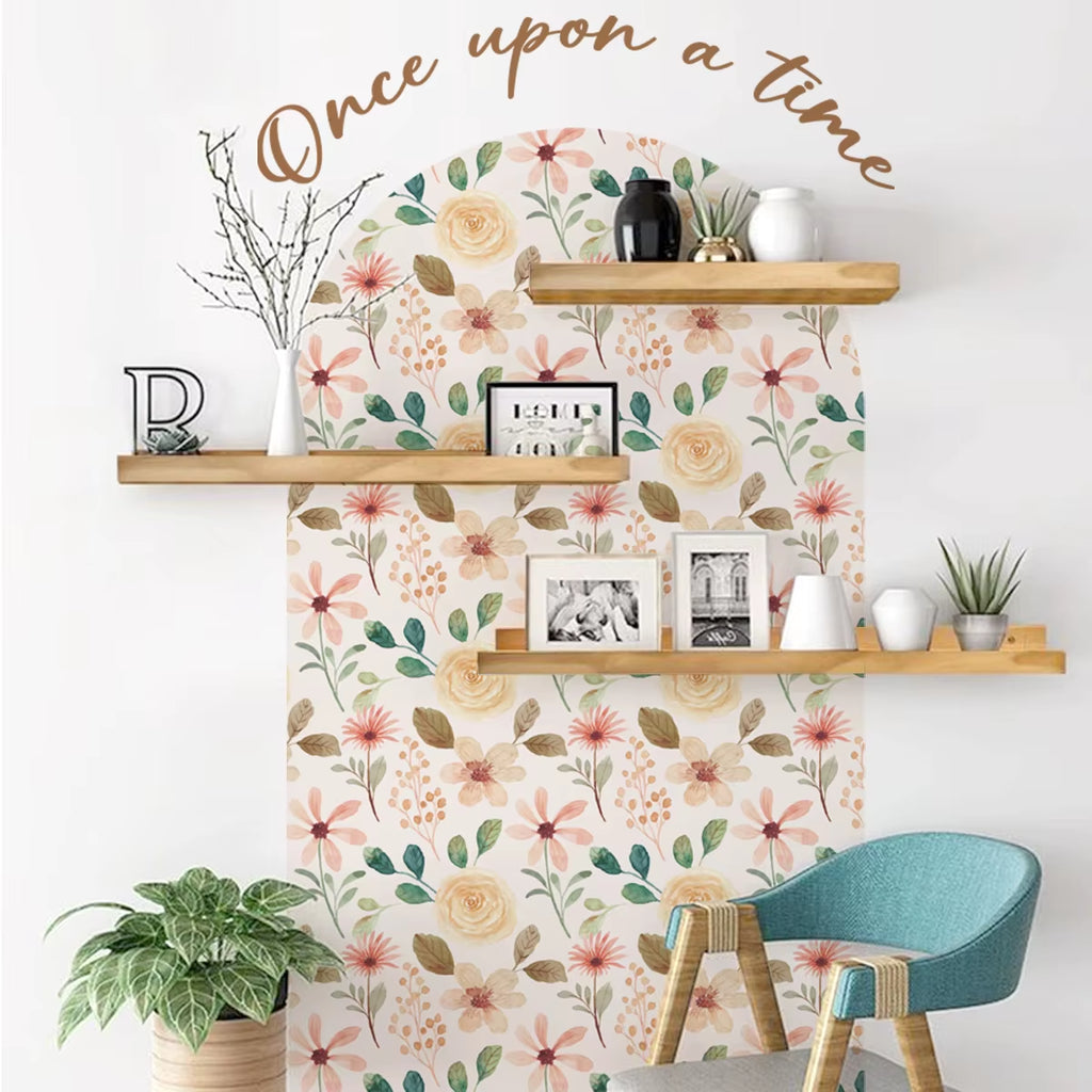Boho Flowers Arch Wallpaper Nursery Decal Children'S Room Baby Sticker Kids Bedroom Living Vinyl Home Decoration Peel and Stick