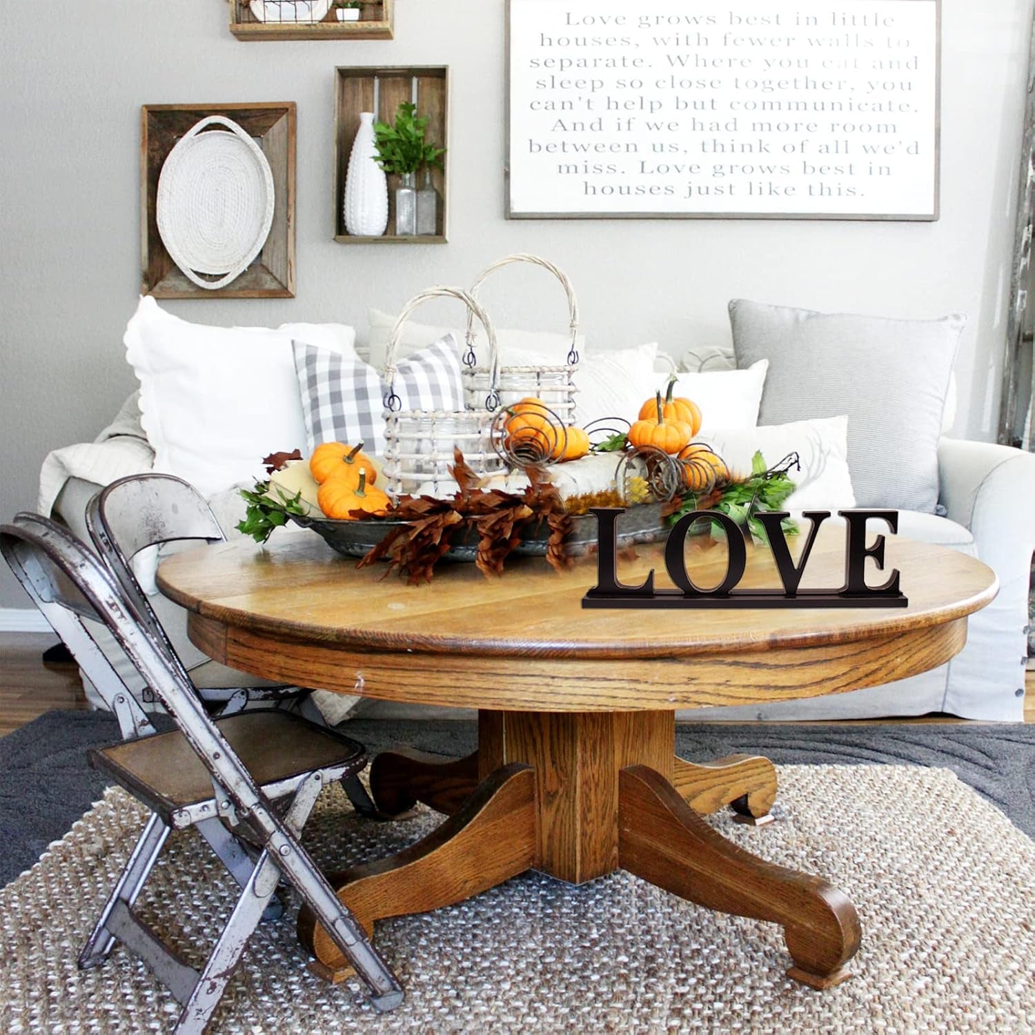 Wood Love Sign Home Decor for Table Mantel Shelf, Free Standing Cutout Block Letter Centerpiece for Valentine'S Day Gifts, Wedding, Room Decoration