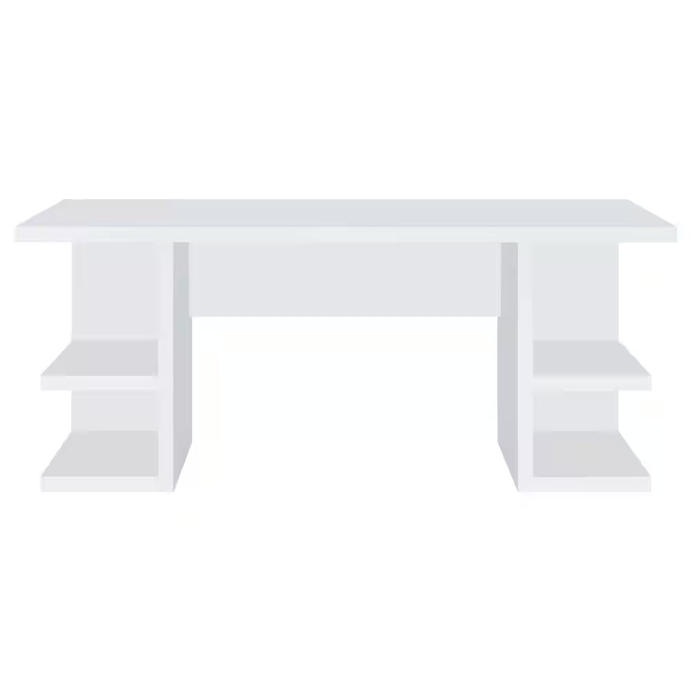 Alice 70.75 In. White Writing Desk with Open Shelves