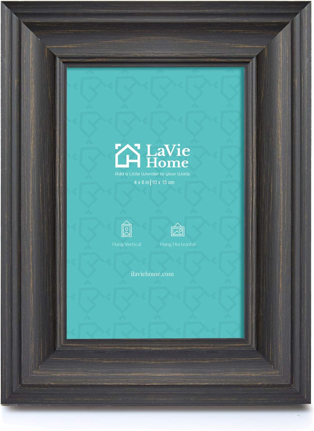 4X6 Picture Frames (3 Pack, Black Wood Grain) Rustic Photo Frame Set with High Definition Glass for Wall Mount & Table Top Display
