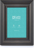 4X6 Picture Frames (3 Pack, Black Wood Grain) Rustic Photo Frame Set with High Definition Glass for Wall Mount & Table Top Display