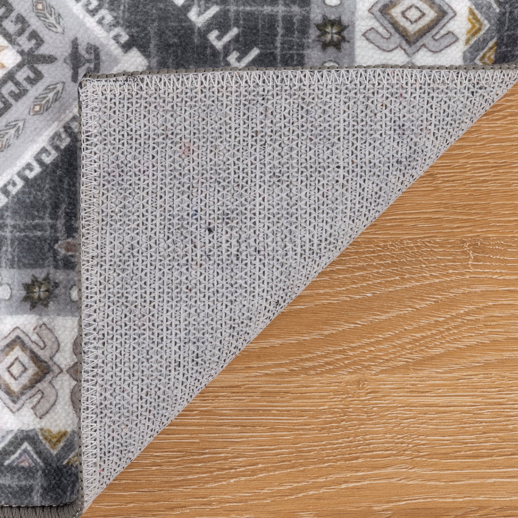 Vintage Kitchen Rug Set, 3 Piece Non-Slip Kitchen Mat Machine Washable Runner Rug for Home Floor and Living Room, Gray/White