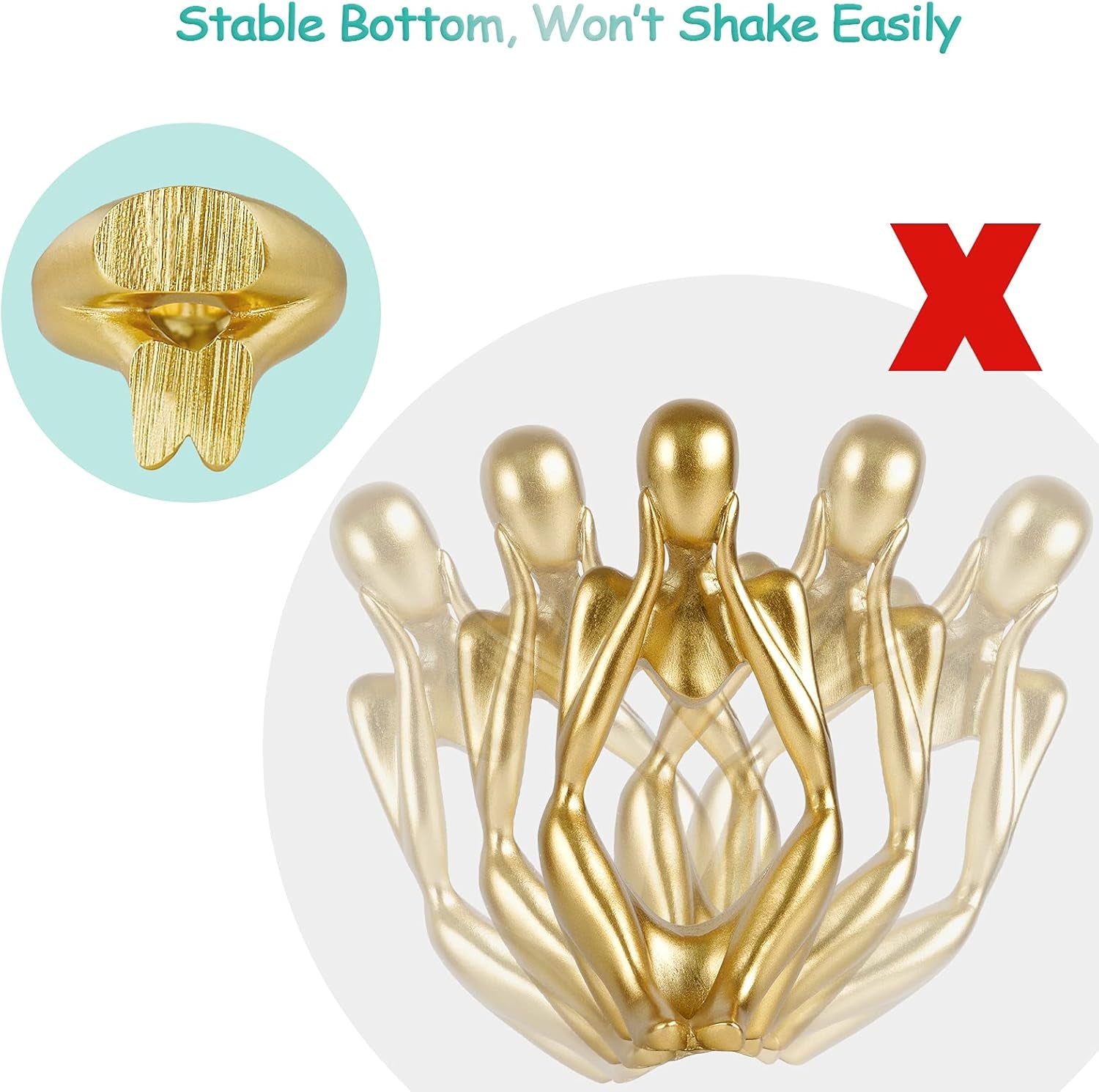 the Thinker Statue Abstract Sculpture Resin Statues for Home Decor Modern Home Office Shelf Desktop Bookshelf Decor Set of 3 (Gold)