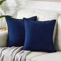 2 Packs Premium Faux Suede Decorative Throw Pillow Covers, Super Soft Square Pillow Case,Solid Cushion Cover for Couch/Sofa/Bedroom (18" X 18", Set of 2, Navy Blue)