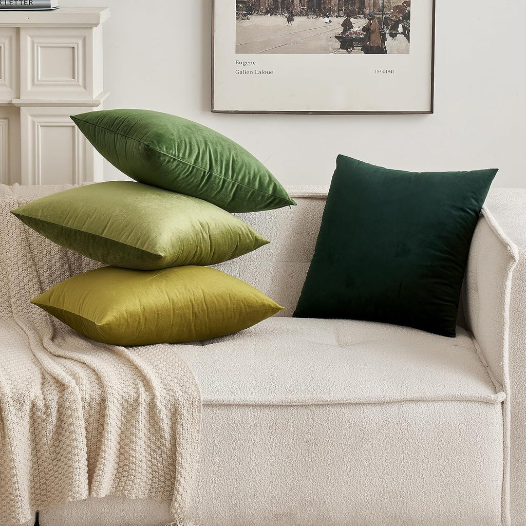 Velvet Pillow Cover Soft Luxury Christmas Decorative Throw Pillow Cover Eruo Sham Single Rectangle Cushion Case Home Decor for Couch Sofa Bedroom,24X24 Inch Army Green