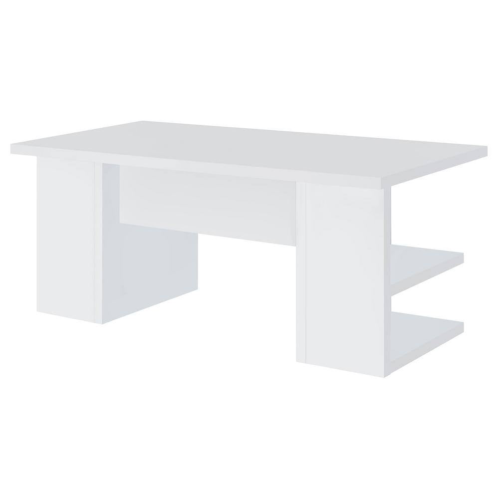Alice 70.75 In. White Writing Desk with Open Shelves