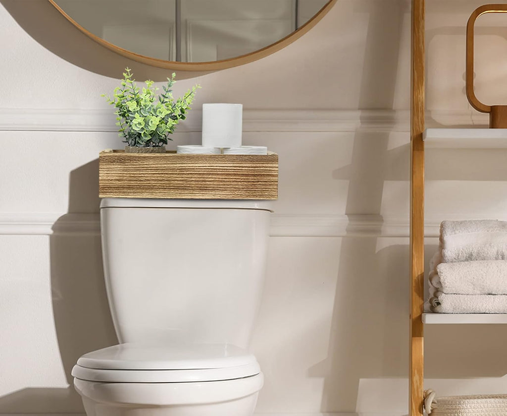 Bathroom Decor Box Toilet Paper Holder Wood Tank Box Paper Storage Basket with Artificial Flower Bathroom Kitchen Table Counter Funny Farmhouse Rustic Home Decor