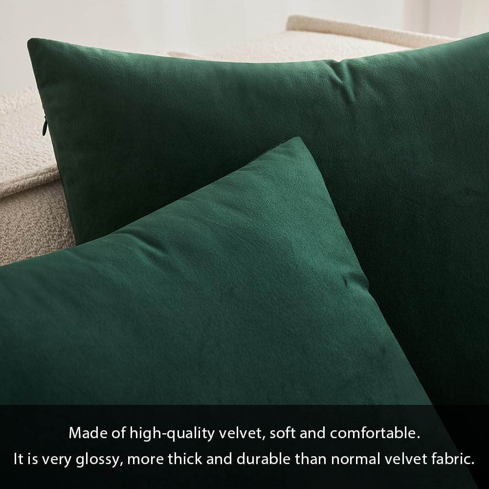 Velvet Pillow Cover Soft Luxury Christmas Decorative Throw Pillow Cover Eruo Sham Single Rectangle Cushion Case Home Decor for Couch Sofa Bedroom,24X24 Inch Army Green