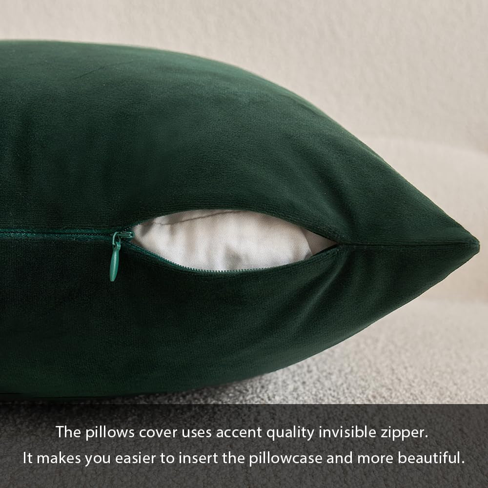 Velvet Pillow Cover Soft Luxury Christmas Decorative Throw Pillow Cover Eruo Sham Single Rectangle Cushion Case Home Decor for Couch Sofa Bedroom,24X24 Inch Army Green