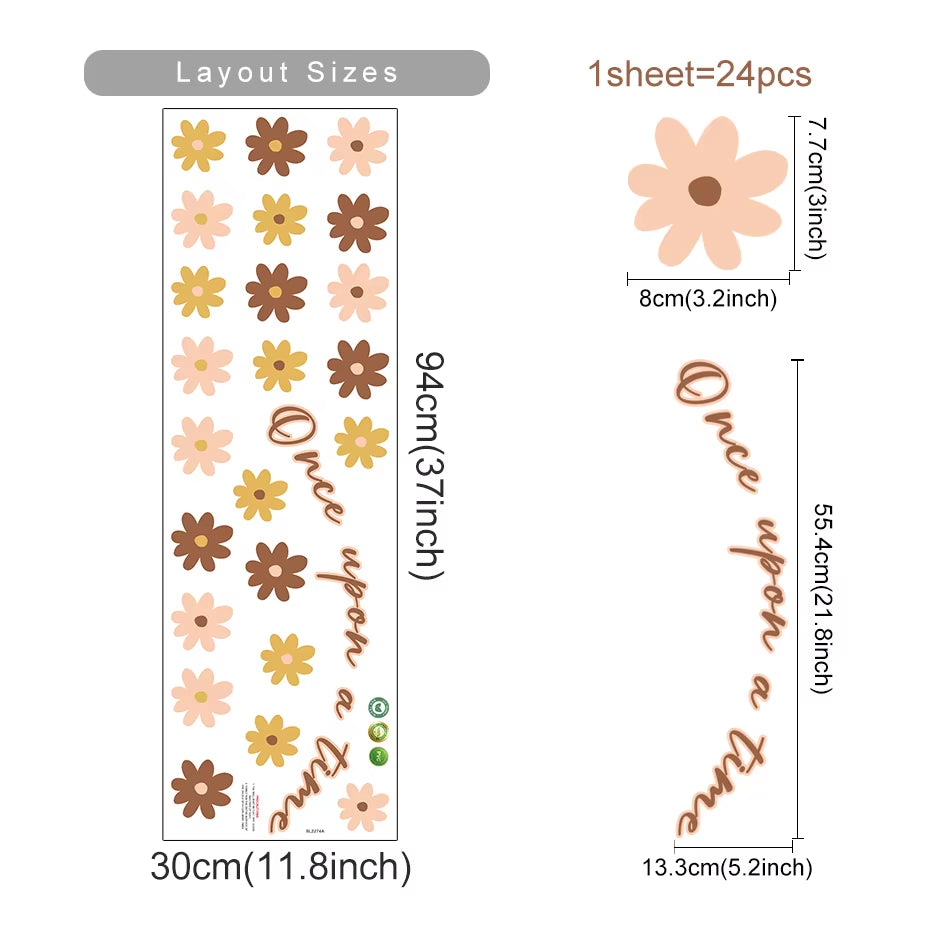 Boho Flowers Arch Wallpaper Nursery Decal Children'S Room Baby Sticker Kids Bedroom Living Vinyl Home Decoration Peel and Stick
