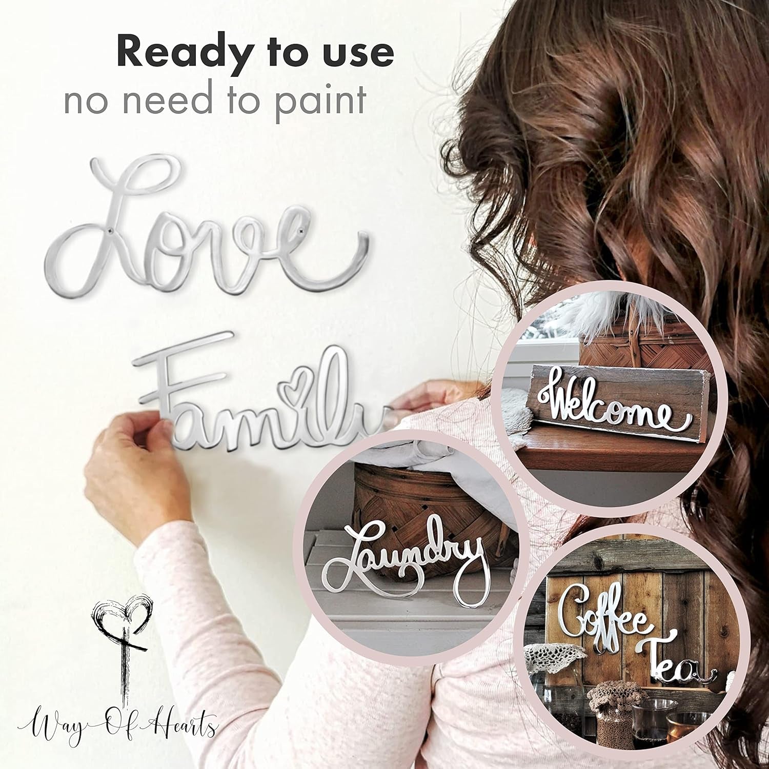 Metal Laundry Sign for Wall Decor - Silver, 11 X 6.3 Inches Laundry Room Decor - Hand Polished Stainless Steel with Installation Kit - Metal Script Words Decoration