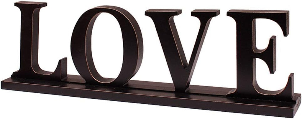 Wood Love Sign Home Decor for Table Mantel Shelf, Free Standing Cutout Block Letter Centerpiece for Valentine'S Day Gifts, Wedding, Room Decoration