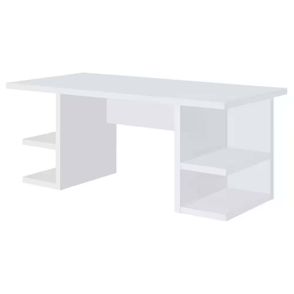 Alice 70.75 In. White Writing Desk with Open Shelves