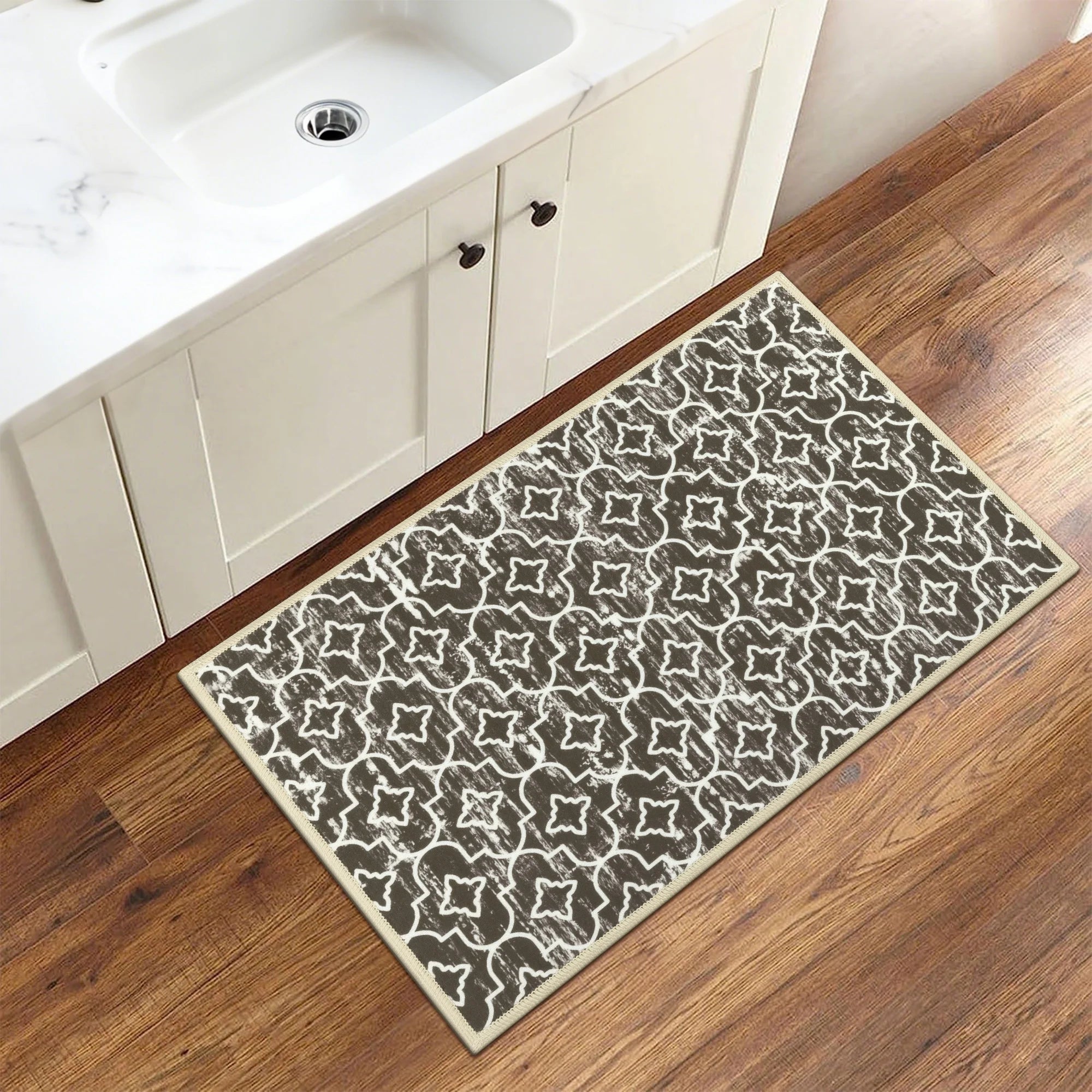 Brown Kitchen Rug Set 3 Piece, Non Slip Machine Washable Mats for Home Floor and Living Room