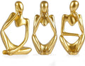 the Thinker Statue Abstract Sculpture Resin Statues for Home Decor Modern Home Office Shelf Desktop Bookshelf Decor Set of 3 (Gold)