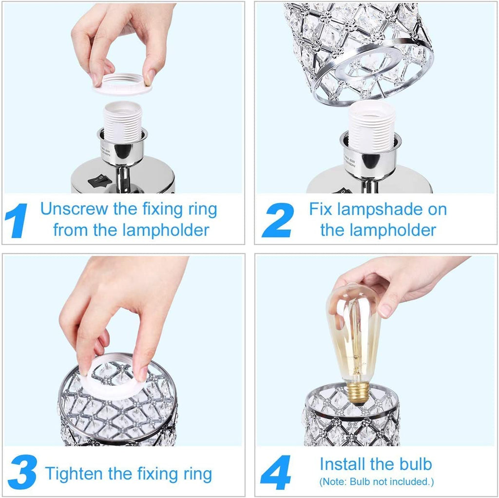 USB Crystal Table Lamps Bedside Lamps Set of 2, Modern Nightstand Lamps with Dual USB Charging Ports, Glam Bedroom Lamps Table Lamps for Bedroom, Living Room, Study Room and Office (Set of 2)