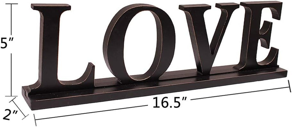 Wood Love Sign Home Decor for Table Mantel Shelf, Free Standing Cutout Block Letter Centerpiece for Valentine'S Day Gifts, Wedding, Room Decoration