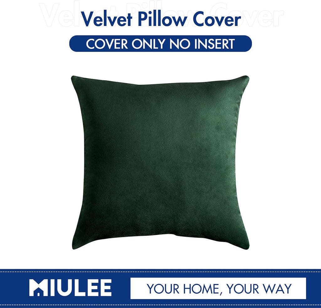 Velvet Pillow Cover Soft Luxury Christmas Decorative Throw Pillow Cover Eruo Sham Single Rectangle Cushion Case Home Decor for Couch Sofa Bedroom,24X24 Inch Army Green