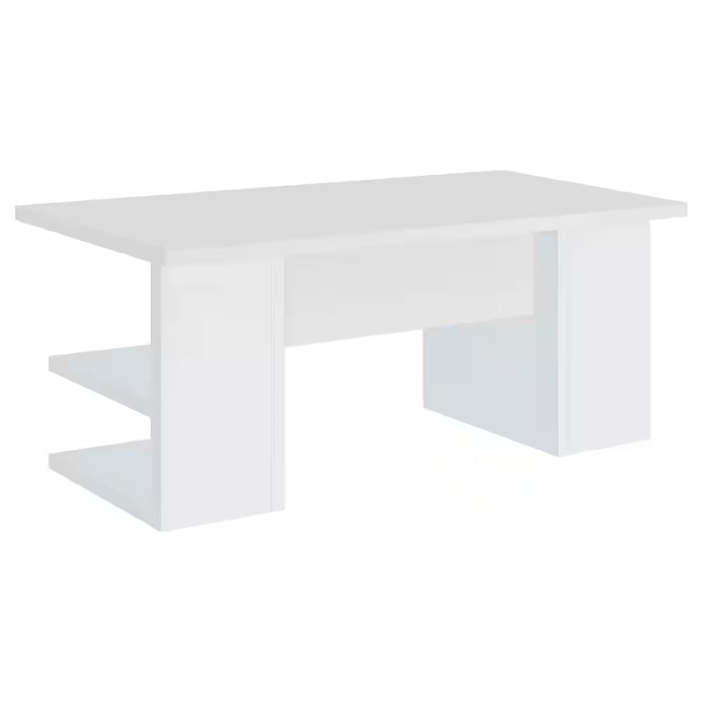 Alice 70.75 In. White Writing Desk with Open Shelves