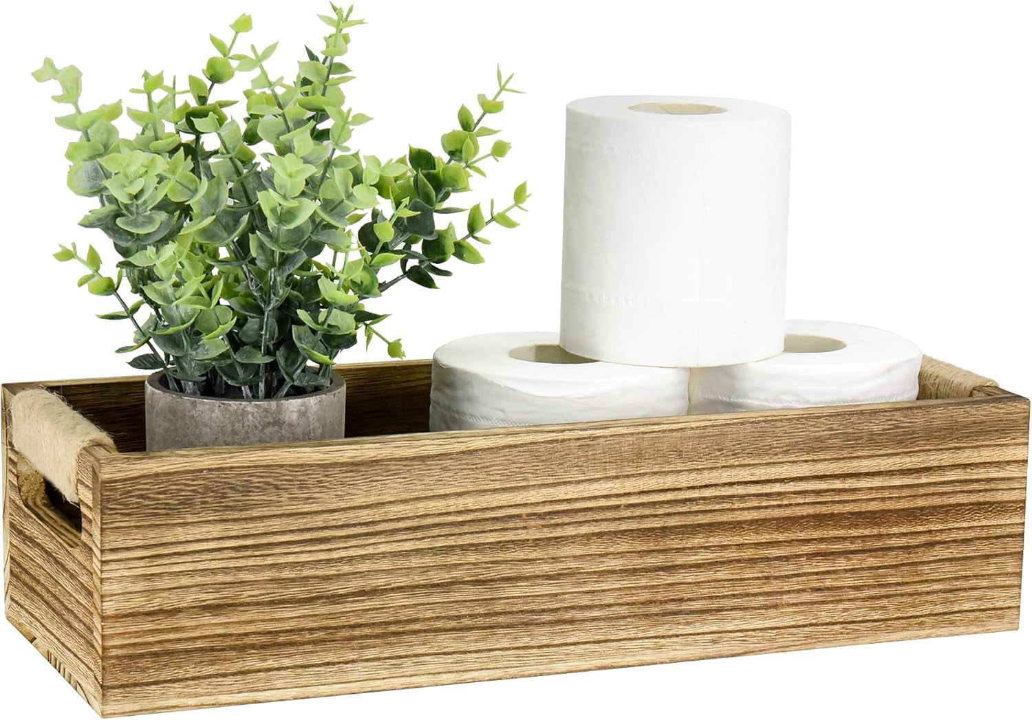 Bathroom Decor Box Toilet Paper Holder Wood Tank Box Paper Storage Basket with Artificial Flower Bathroom Kitchen Table Counter Funny Farmhouse Rustic Home Decor