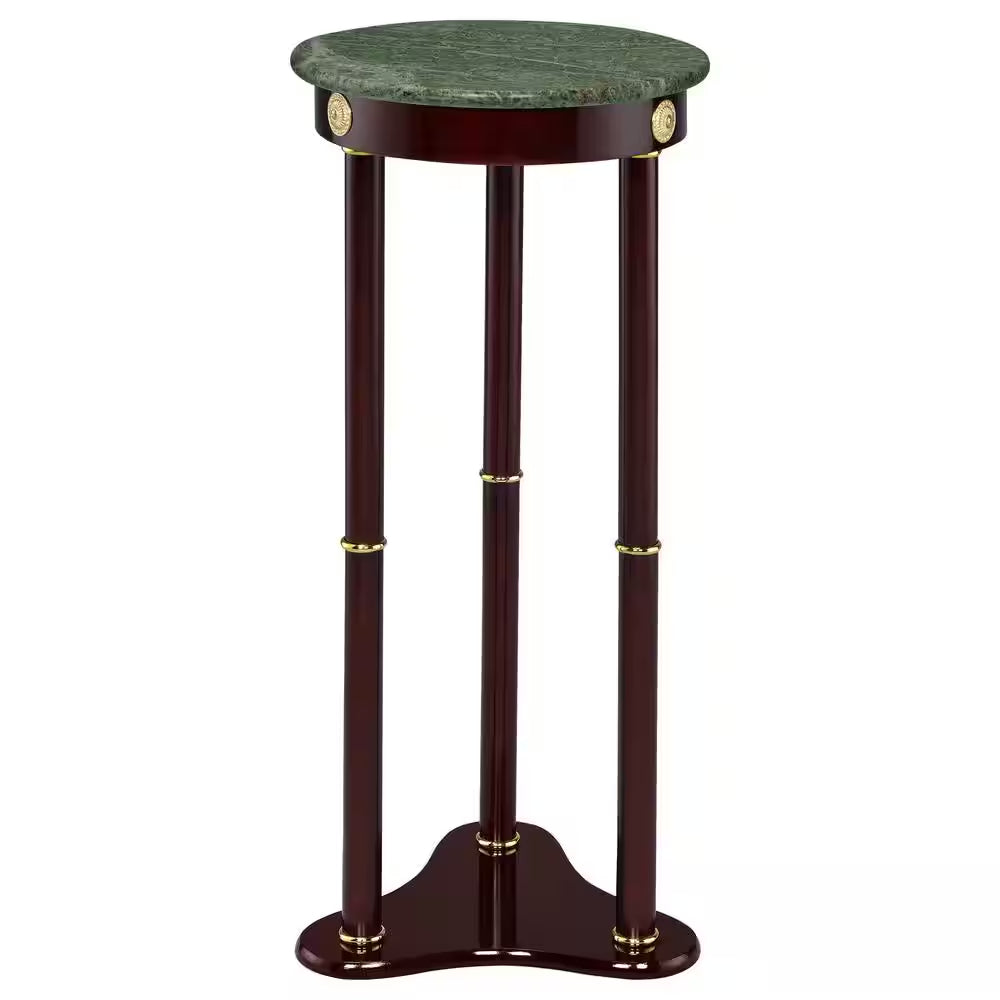 12 In. Merlot round Marble Accent Table