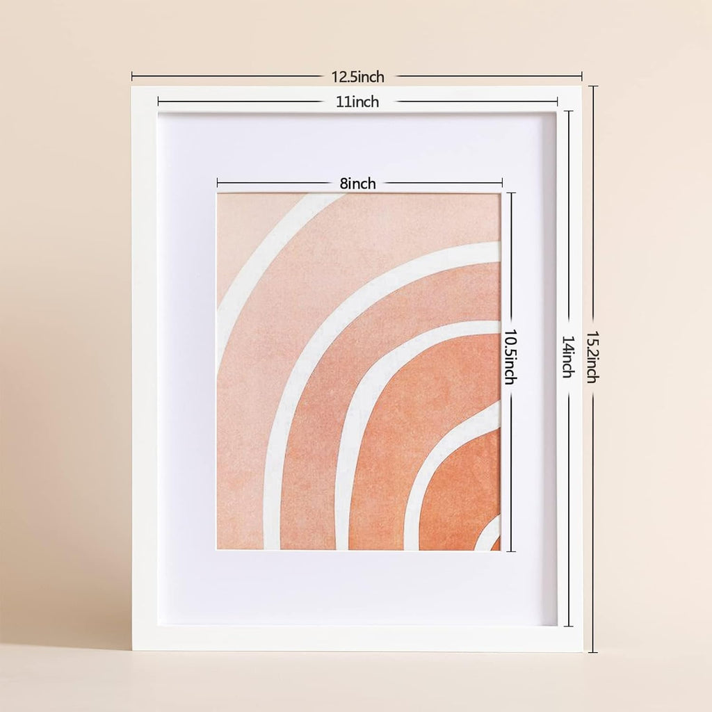 11X14 Picture Frame 4 Pack Made of Solid Wood and Strong Real Glass, Display 8X10 and 8.5X11 Photos with Mat or 8X10 without Mat, Room Decor for Wall and Tabletop, Gallery Gifts White