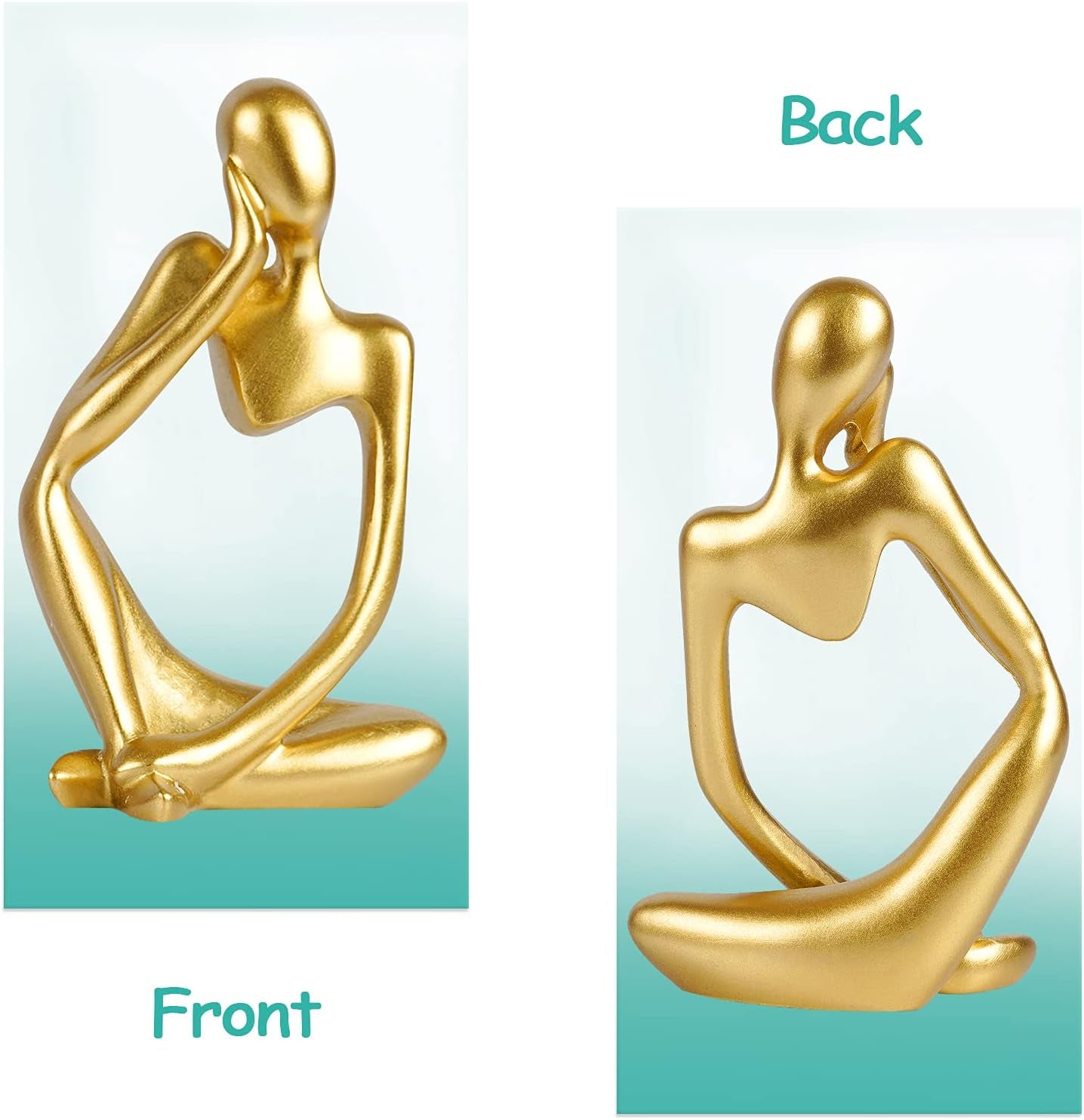 the Thinker Statue Abstract Sculpture Resin Statues for Home Decor Modern Home Office Shelf Desktop Bookshelf Decor Set of 3 (Gold)