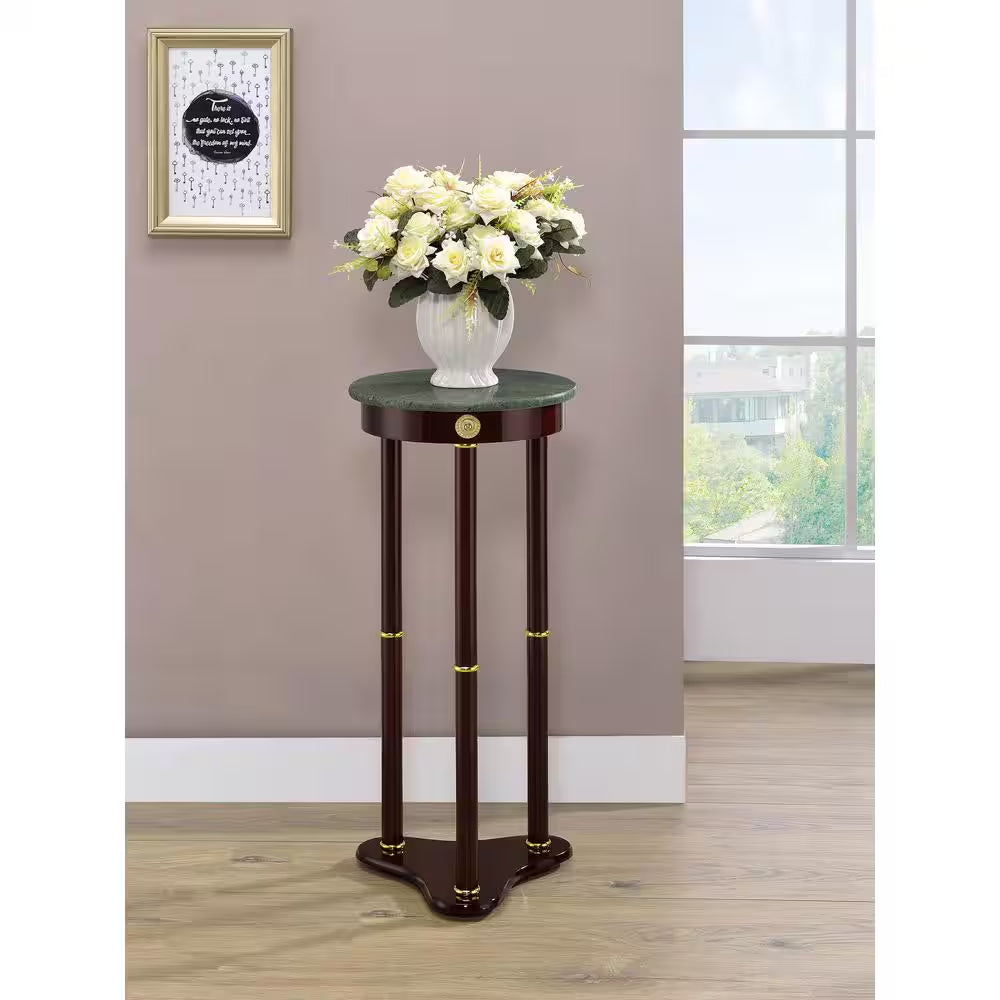 12 In. Merlot round Marble Accent Table
