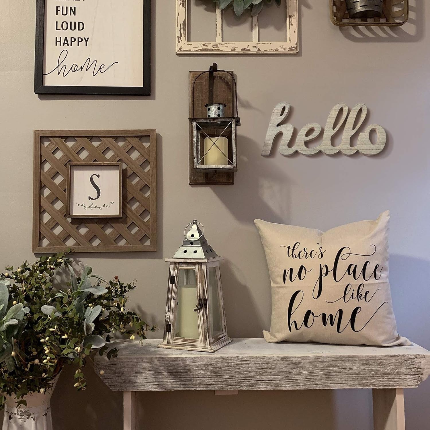 Wooden Letters Hello Sign Table Centerpiece White Farmhouse Decor Rustic Home Decor Inspirational Wall Art for Entryway Gallery Living Room Nursery