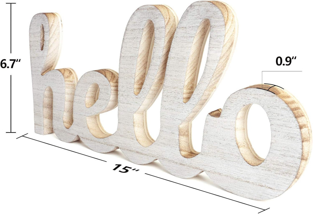 Wooden Letters Hello Sign Table Centerpiece White Farmhouse Decor Rustic Home Decor Inspirational Wall Art for Entryway Gallery Living Room Nursery