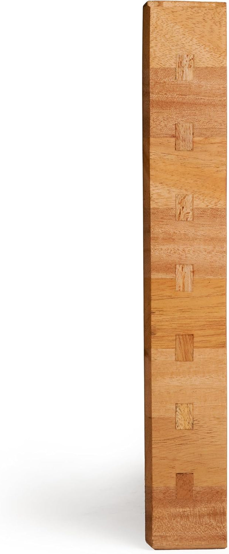 Mahogany End Grain Cutting Board 12.6×12.6×2 in with Holder – Handmade Checkered Butcher Block, Knife-Friendly, Non-Slip Feet, Ergonomic Handles